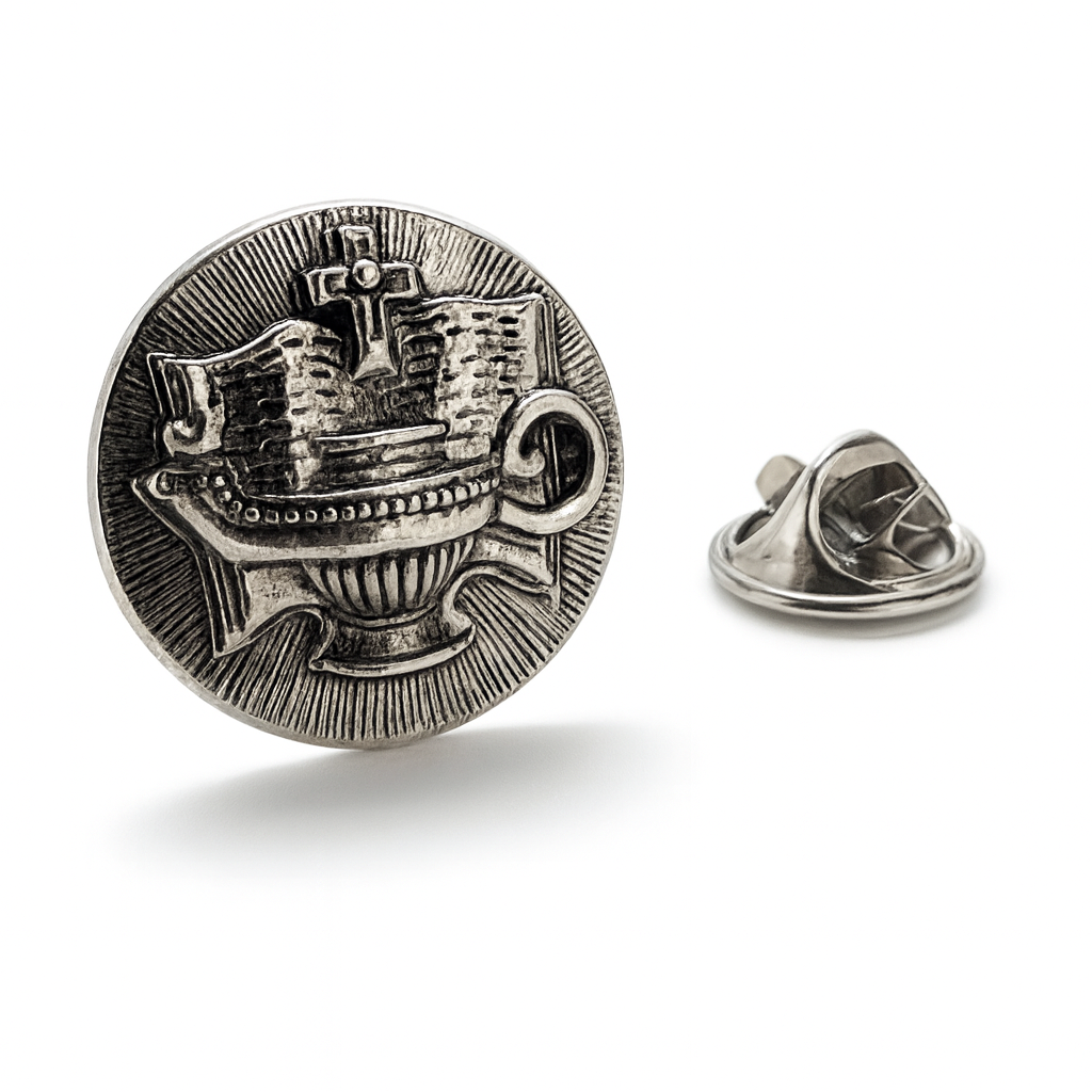 virgin lamps christian lapel pin silver