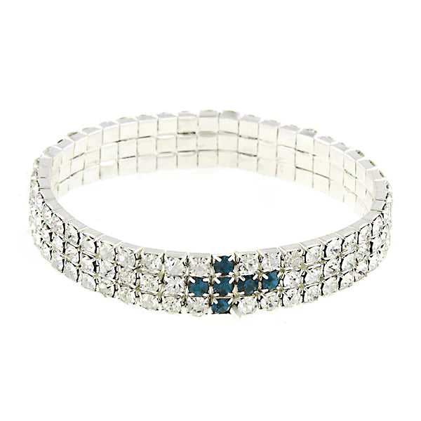 blue rhinestone cross stretch bracelet