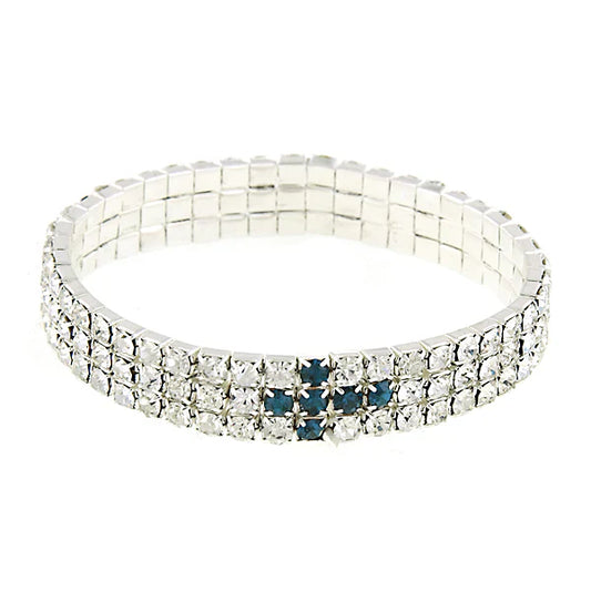 blue rhinestone cross stretch bracelet
