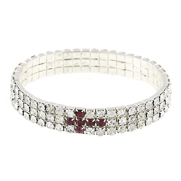 burgundy rhinestone cross stretch bracelet