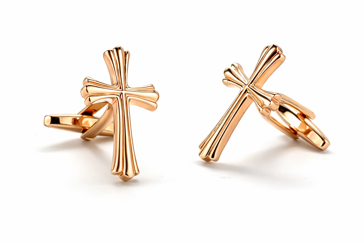 christian cross cufflinks gold tone