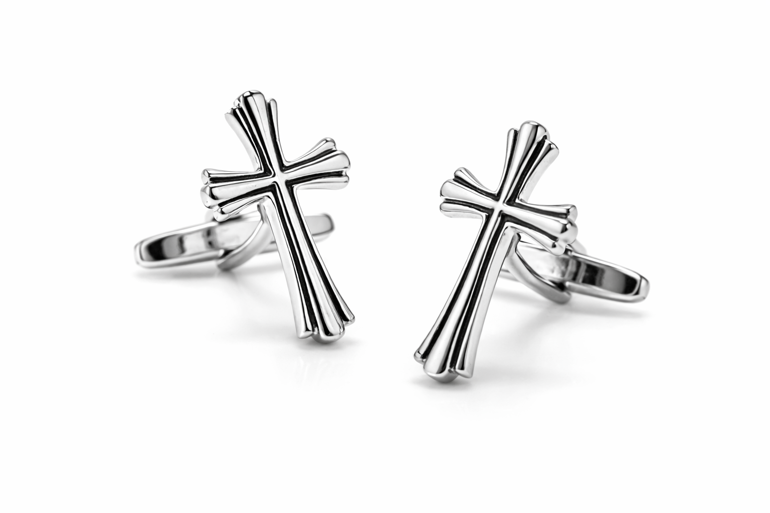christian cufflinks silver cross design