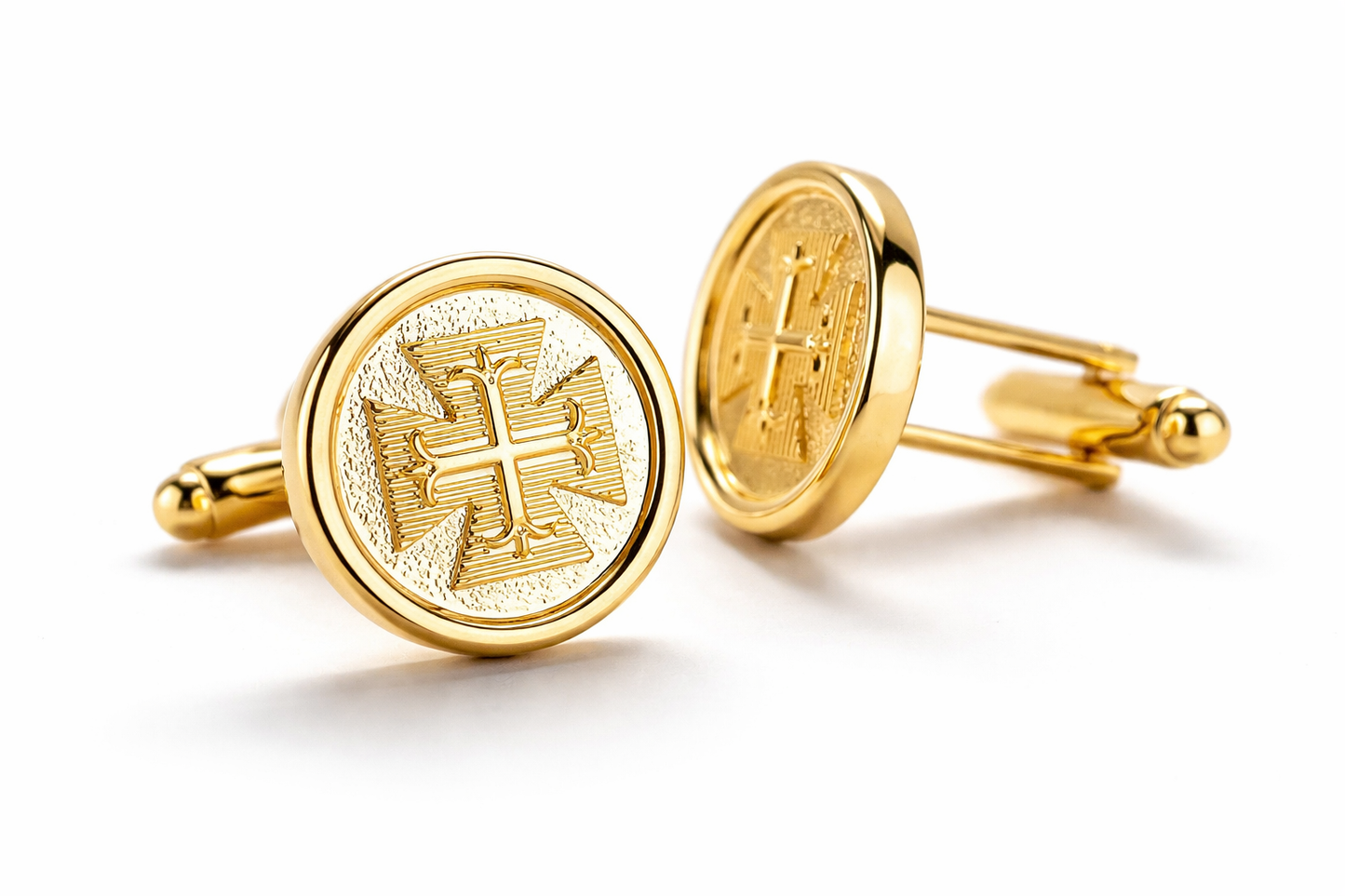 gold christian cufflinks for men