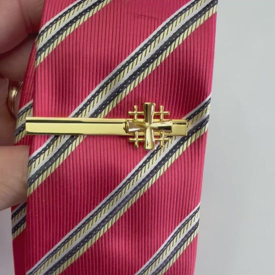 Jerusalem Cross Gold Tie Clip