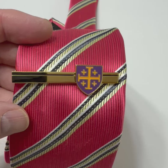 Jerusalem Cross Shield Purple & Gold Tie Clip 