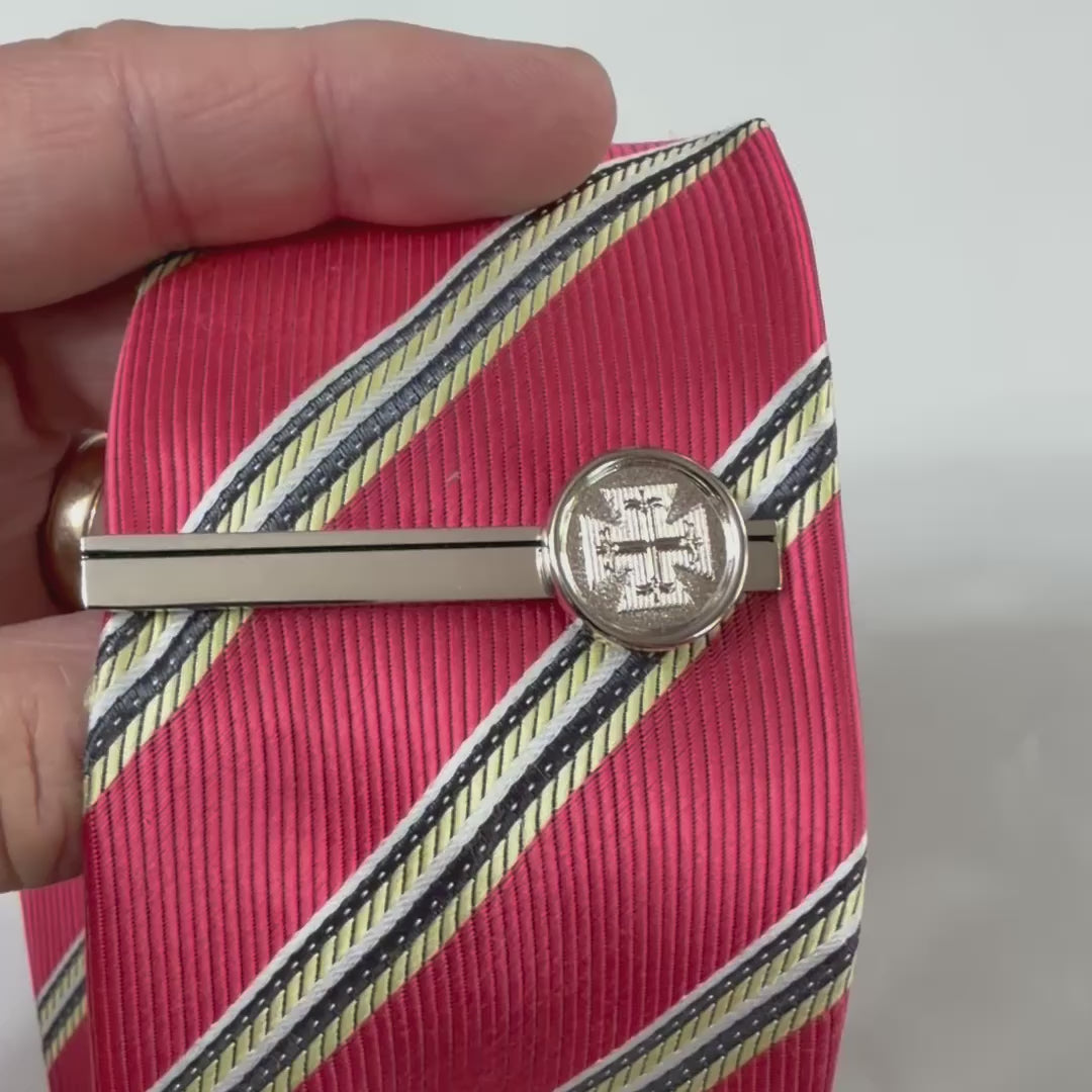 Silver Templar Cross Tie Clip 