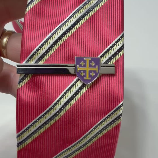 Jerusalem Cross Shield Silver Tie Clip