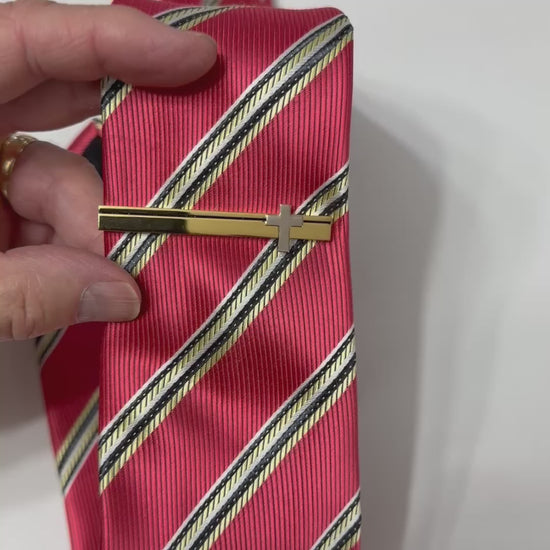 Gold and Silver Cross Tie Clip for Men 