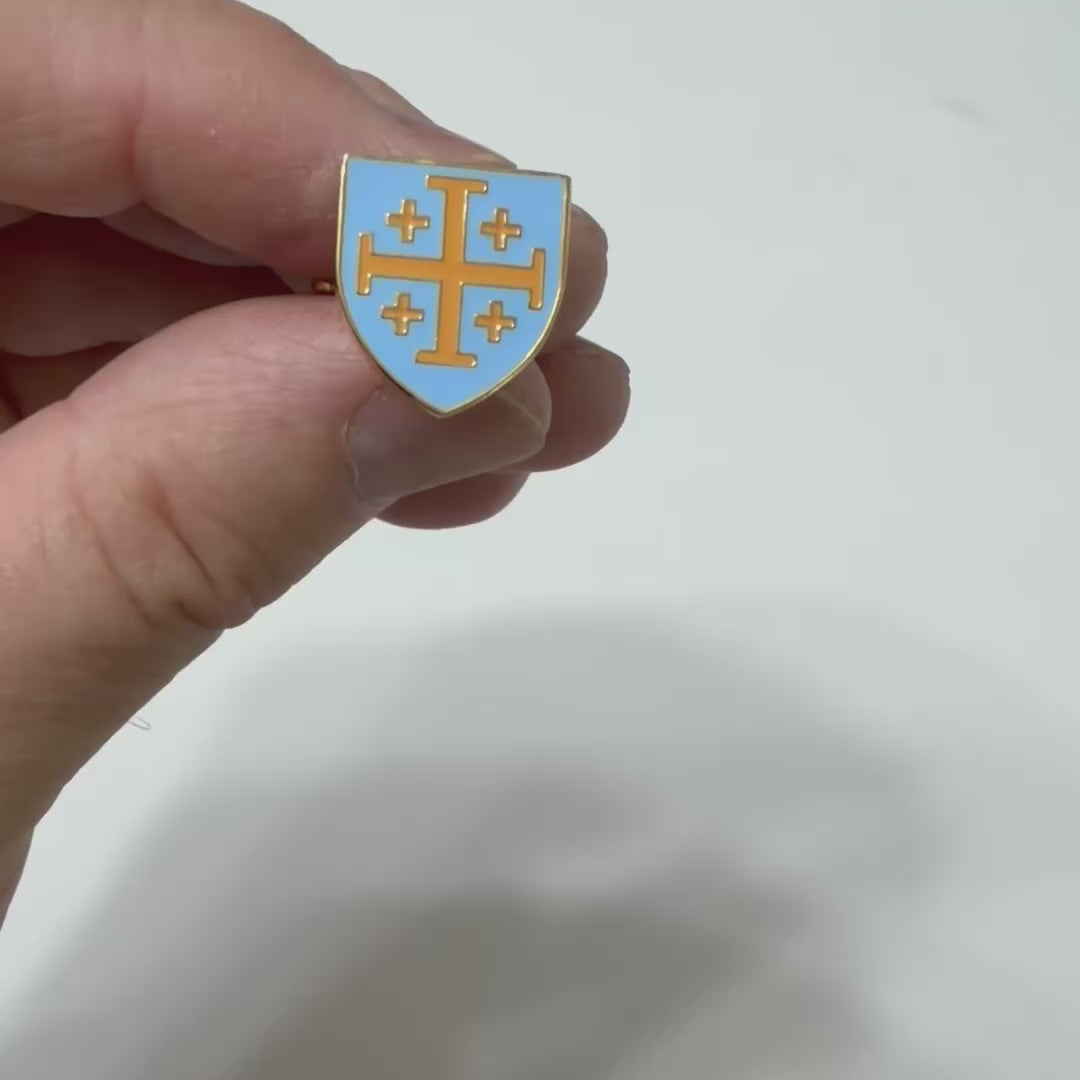 Jerusalem Cross Gold & Light Blue Enamel Cufflinks