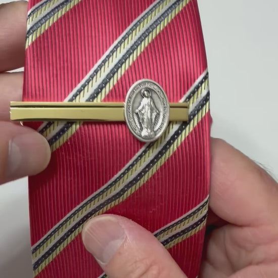 Gold Miraculous Medal Tie Clip
