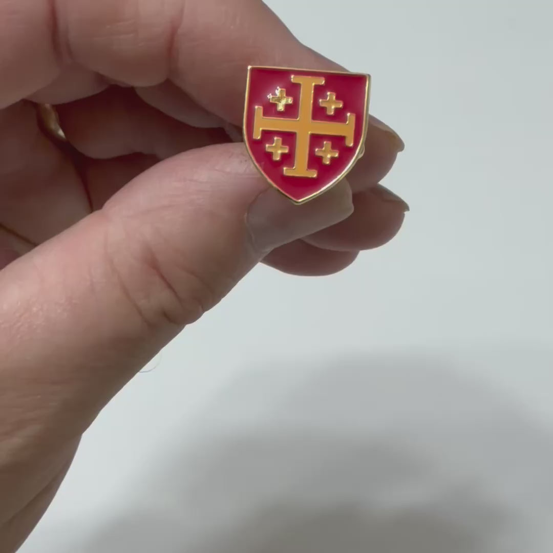 Jerusalem Cross Gold & Red Enamel Cufflinks 