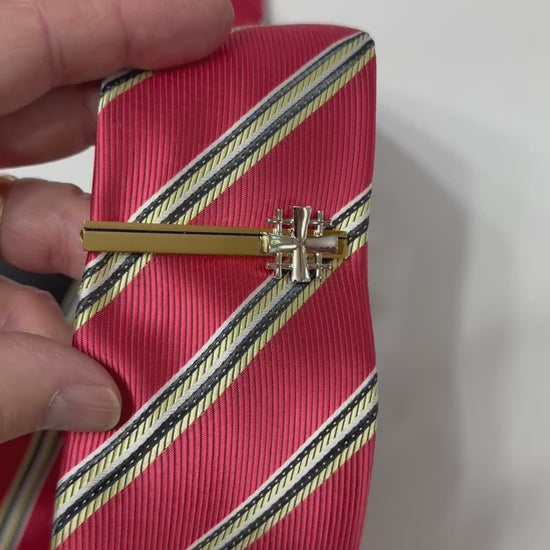Gold & Silver Jerusalem Cross Tie Clip 