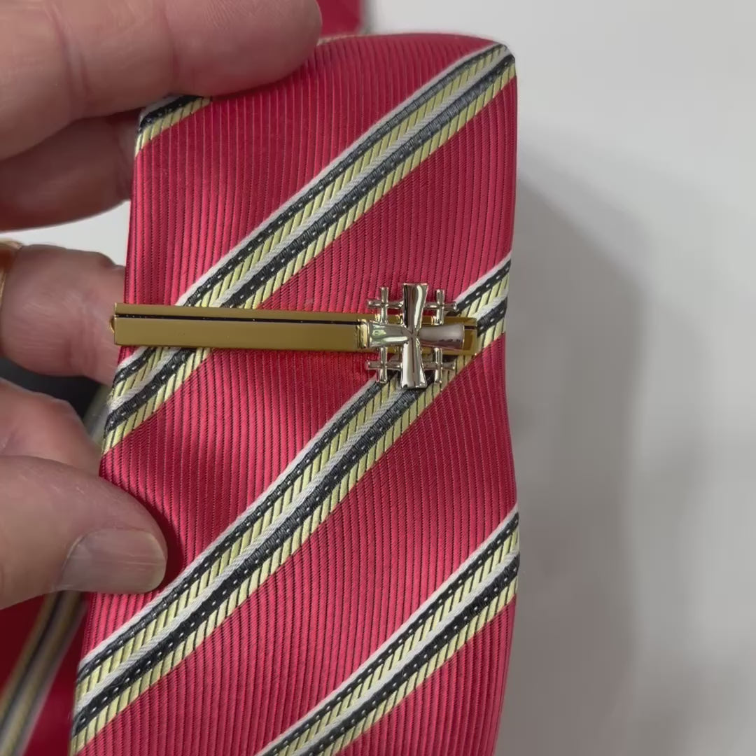 Gold & Silver Jerusalem Cross Tie Clip 