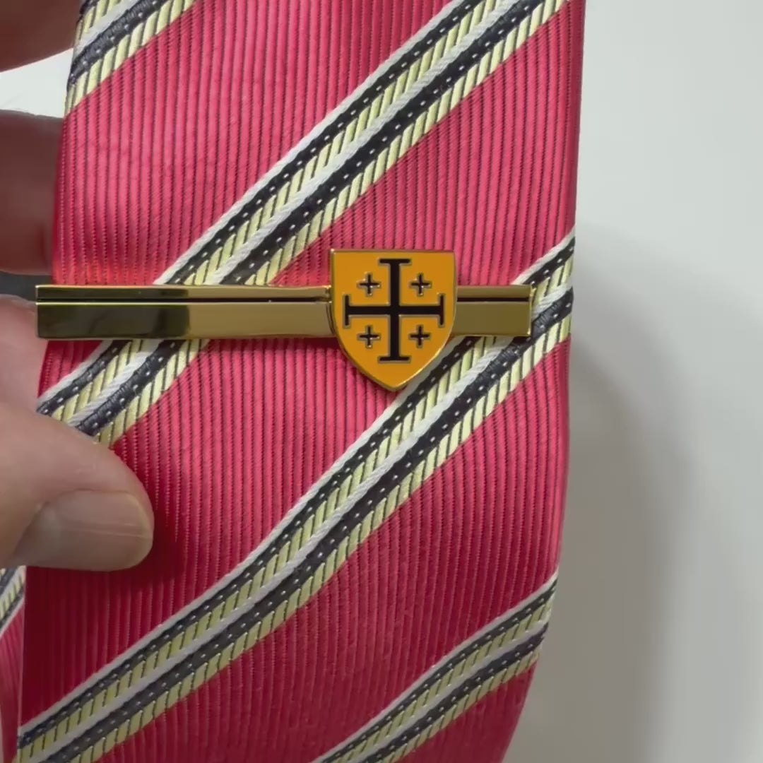 Jerusalem Cross Shield Gold Tie Clip 