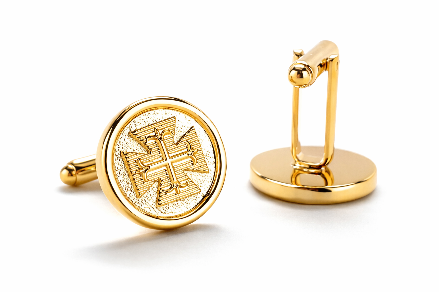 religious gold cross cufflinks