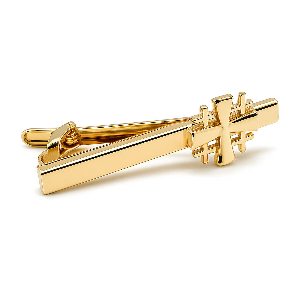 Faith-based men’s tie clip for church and formal wear